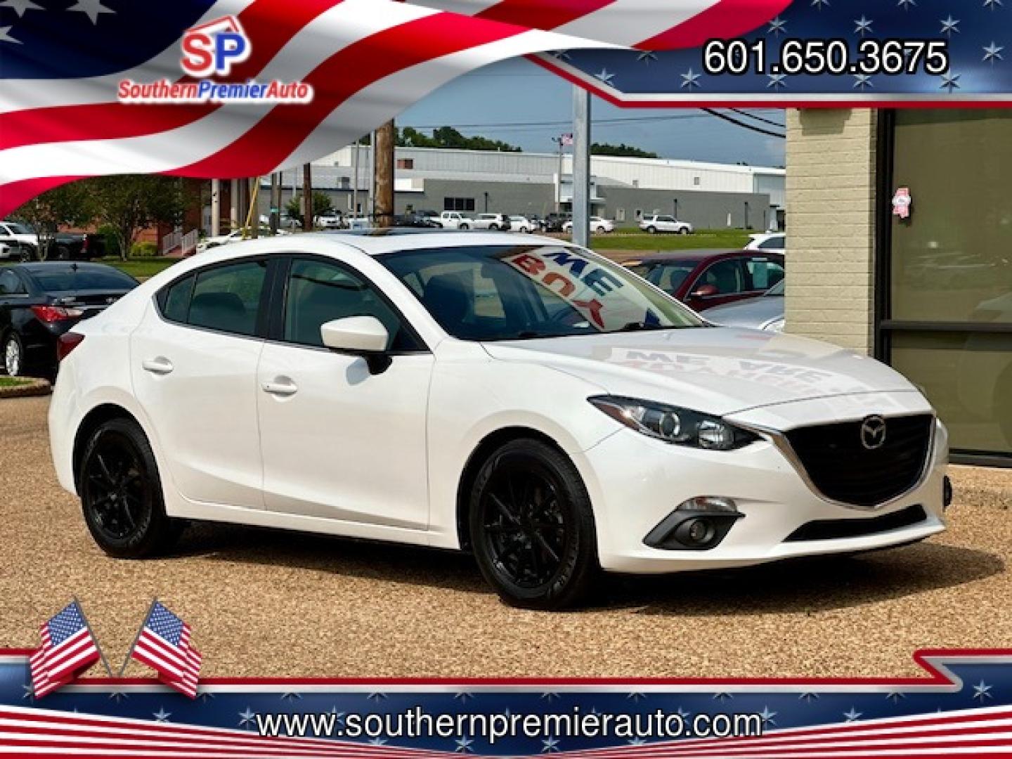 2015 WHITE MAZDA MAZDA3 I TOURING W/S (3MZBM1V70FM) , located at 922 W. Beacon St., Philadelphia, MS, 39350, (601) 650-3675, 32.770447, -89.127151 - Photo#0